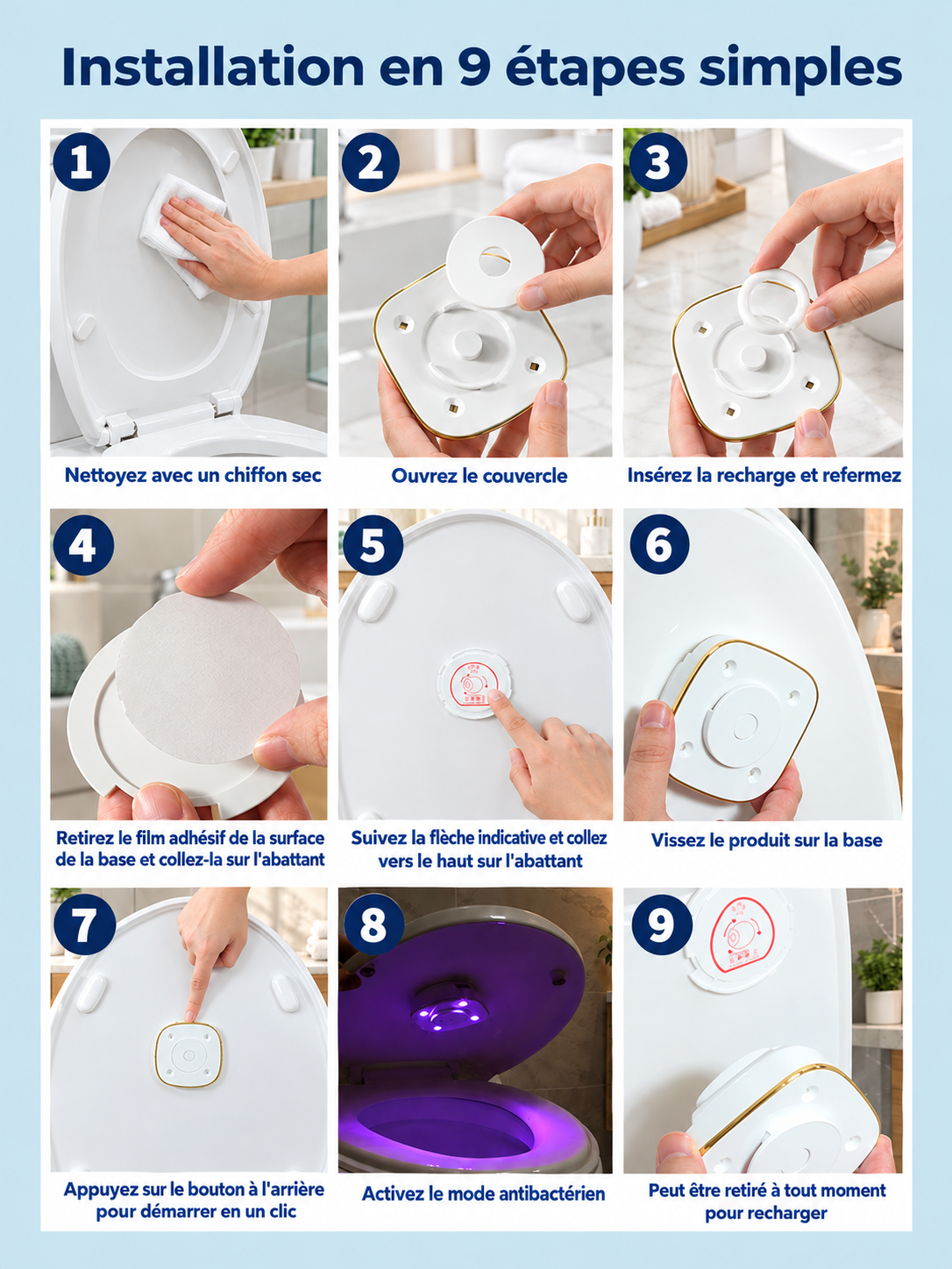 Stérilisateur UV-C et désodorisant pour toilettes Sakyna Pure